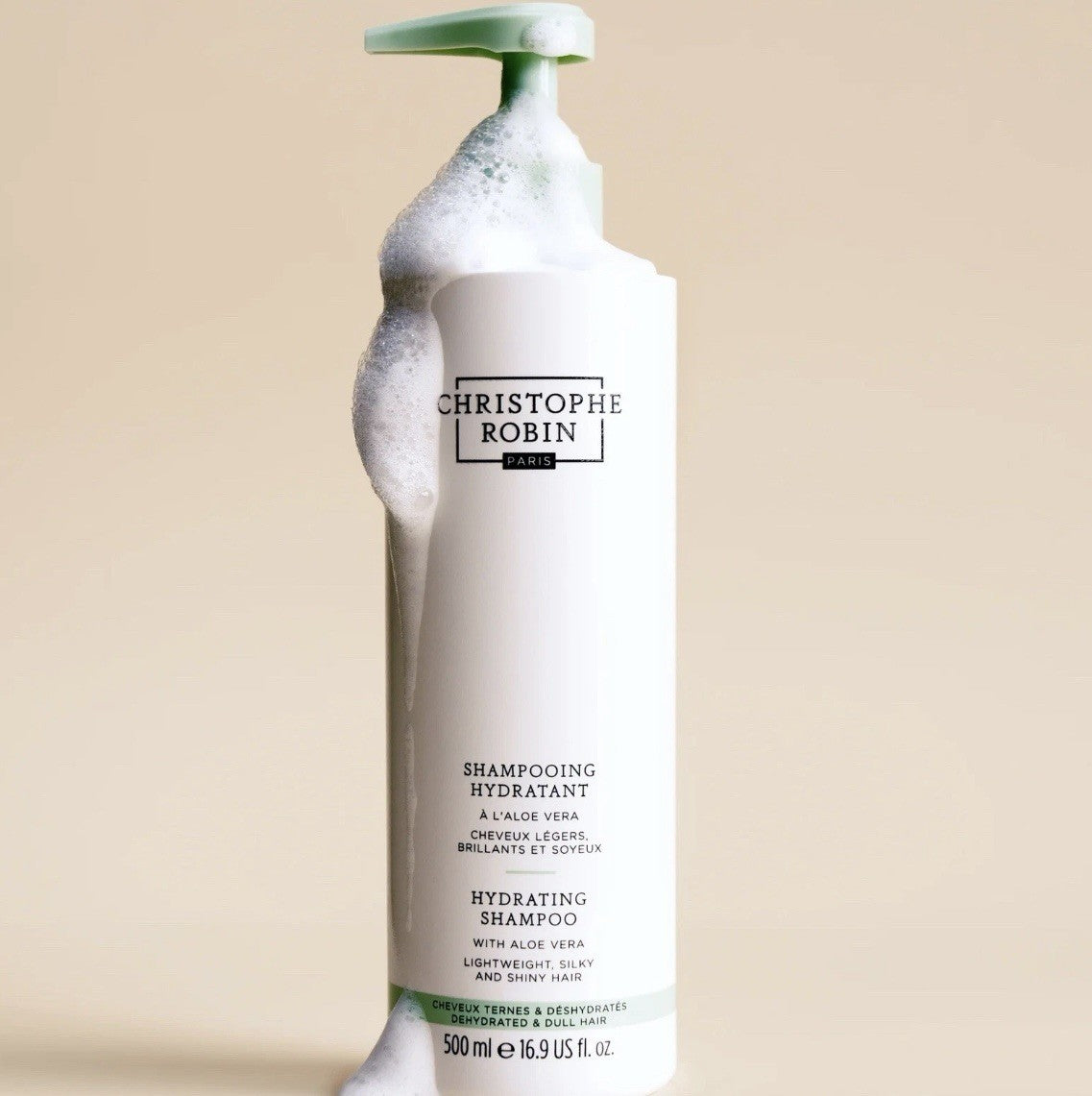 Christophe Robin Hydrating Shampoo with Aloe Vera Large 500ml Pump Dispenser