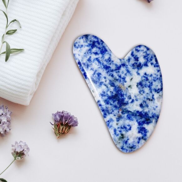 Blue Sodalite Gua Sha - Natural Stone Face and Body Massager - Litterly