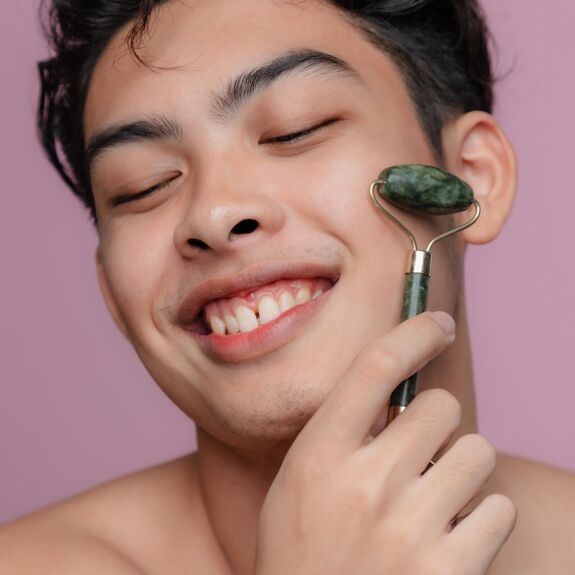 Green Jade Roller Natural Stone Massage Accessory - Litterly