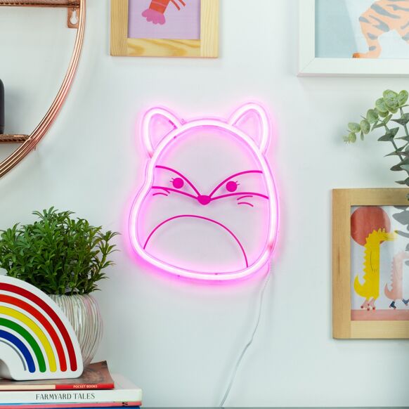 Squishmallows Fifi the Fox Neon Wall Light - Pink USB Powered - Litterly
