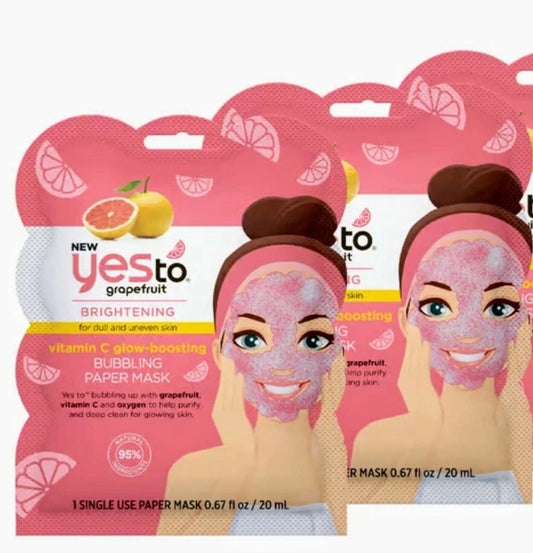 2 X Yes to Grapefruit Brightening Bubbling Paper Face Mask- 2x20ml