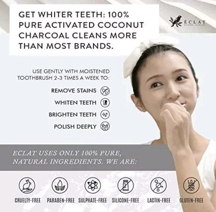 Activated Charcoal Teeth Tooth Whitening Powder Coconut Natural Organic Vegan