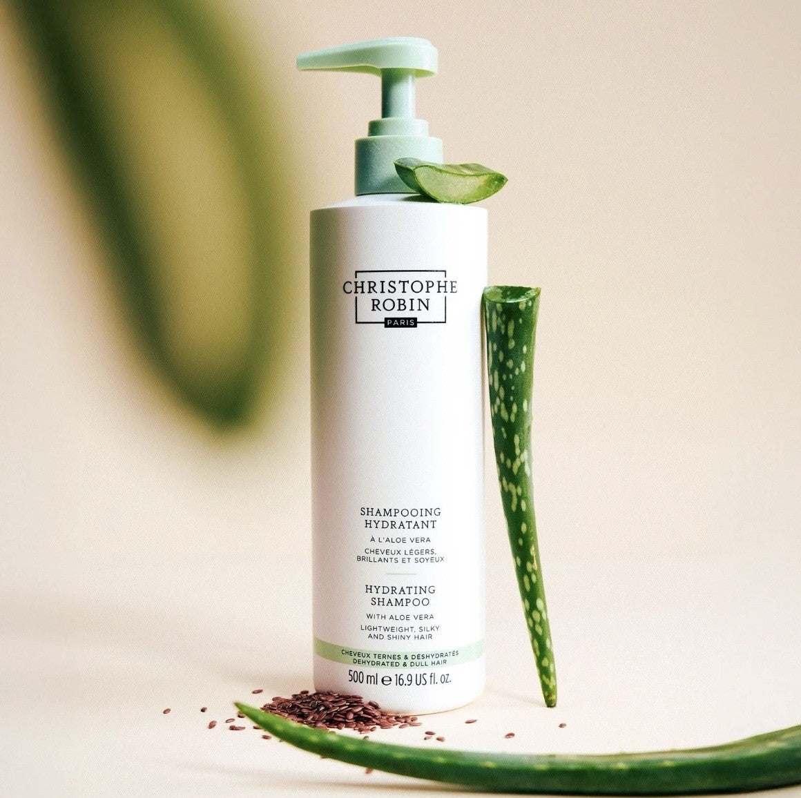 Christophe Robin Hydrating Shampoo with Aloe Vera Large 500ml Pump Dispenser
